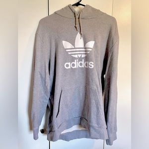 grey adidas originals gray hooded sweatshirt women’s large